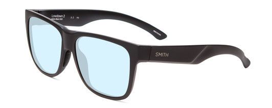 Profile View of Smith Optics Lowdown 2 Designer Progressive Lens Blue Light Blocking Eyeglasses in Matte Black Unisex Square Full Rim Acetate 55 mm