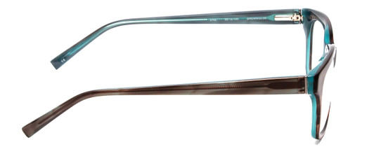 Side View of Jones New York J753 Designer Reading Eye Glasses with Custom Cut Powered Lenses in Brown Marble Crystal Azure Blue Unisex Square Full Rim Acetate 52 mm