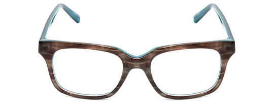 Front View of Jones New York J753 Designer Single Vision Prescription Rx Eyeglasses in Brown Marble Crystal Azure Blue Unisex Square Full Rim Acetate 52 mm
