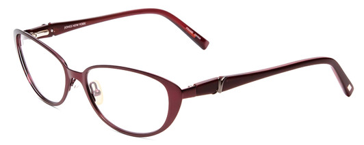 Profile View of Jones New York J475 Designer Progressive Lens Prescription Rx Eyeglasses in Burgundy Red Ladies Cateye Full Rim Metal 53 mm