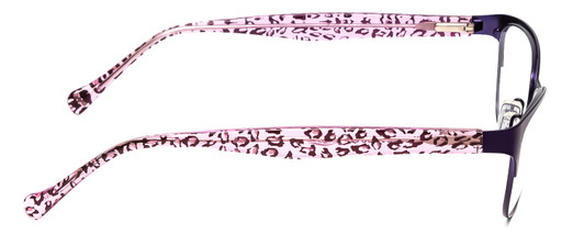 Side View of Lucky Brand D100 Designer Progressive Lens Prescription Rx Eyeglasses in Purple Cheetah Lavender Ladies Oval Full Rim Metal 52 mm