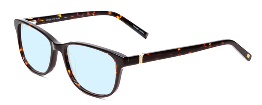 Profile View of Jones New York J759 Designer Blue Light Blocking Eyeglasses in Tortoise Havana Brown Gold Unisex Classic Full Rim Acetate 52 mm