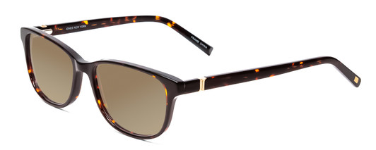 Profile View of Jones New York J759 Designer Polarized Sunglasses with Custom Cut Amber Brown Lenses in Tortoise Havana Brown Gold Unisex Classic Full Rim Acetate 52 mm