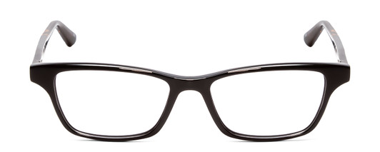 Front View of Jones New York J230 Designer Single Vision Prescription Rx Eyeglasses in Black Tortoise Alligator Skin Print Ladies Square Full Rim Acetate 48 mm