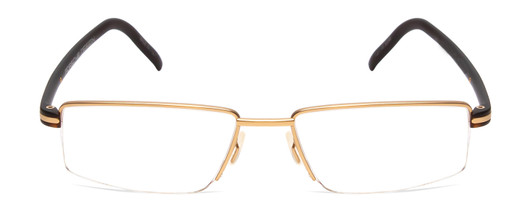 Front View of Porsche Designs P8126-A Designer Single Vision Prescription Rx Eyeglasses in Light Gold Matte Brown Unisex Rectangle Semi-Rimless Metal 55 mm