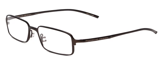 Profile View of Porsche Designs P8185-A Designer Blue Light Blocking Eyeglasses in Black Titanium Unisex Rectangle Full Rim Titanium 52 mm