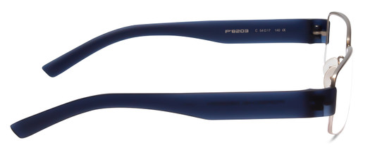 Side View of Porsche P8203-C Unisex Semi-Rimless Designer Reading Glasses Titanium Blue 54 mm