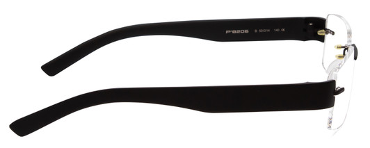 Side View of Porsche Designs P8206-B Unisex Rimless Designer Reading Glasses Matte Black 53mm