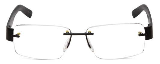 Front View of Porsche Designs P8206-B Designer Bi-Focal Prescription Rx Eyeglasses in Matte Black Unisex Square Rimless Titanium 53 mm