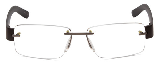 Front View of Porsche Designs P8206-C Designer Reading Eye Glasses with Custom Cut Powered Lenses in Matte Brown Unisex Square Rimless Titanium 53 mm