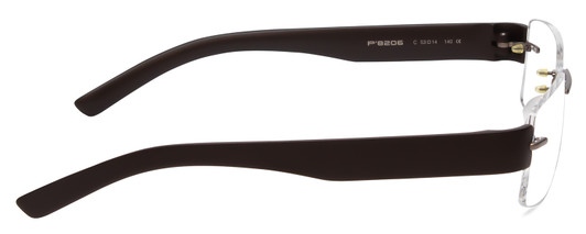 Side View of Porsche Designs P8206-C Designer Single Vision Prescription Rx Eyeglasses in Matte Brown Unisex Square Rimless Titanium 53 mm