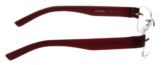 Side View of Porsche P8206-D Unisex Rimless Designer Reading Glasses Dark Gray/Dark Red 53 mm