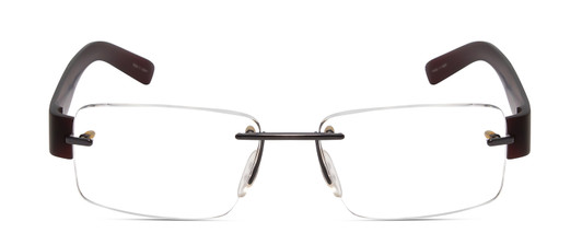 Front View of Porsche Designs P8206-D Designer Bi-Focal Prescription Rx Eyeglasses in Matte Dark Gray/Matte Dark Red Unisex Square Rimless Titanium 53 mm