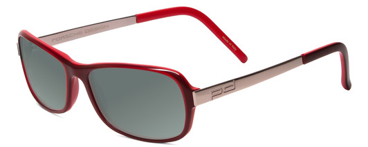 Profile View of Porsche Designs P8207-B Designer Polarized Sunglasses with Custom Cut Smoke Grey Lenses in Crystal Burgundy Red Gun Metal Silver Unisex Cateye Full Rim Acetate 53 mm