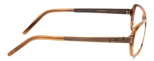 Side View of Porsche Designs P8207-C Designer Progressive Lens Prescription Rx Eyeglasses in Light Brown Unisex Cateye Full Rim Acetate 53 mm