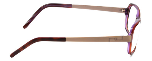Side View of Porsche Designs P8207-D Designer Single Vision Prescription Rx Eyeglasses in Havana Aubergine Red Silver Unisex Cateye Full Rim Acetate 53 mm