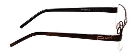 Side View of Porsche Designs P8210-B Unisex Semi-Rimless Designer Reading Glasses Brown 53 mm