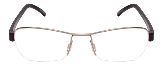 Front View of Porsche Designs P8211-C Designer Reading Eye Glasses with Custom Cut Powered Lenses in Light Gun Metal & Aubergine Red Unisex Oval Semi-Rimless Metal 52 mm