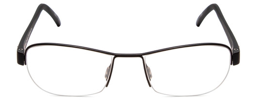 Front View of Porsche Designs P8211-D Designer Reading Eye Glasses with Custom Cut Powered Lenses in Matte Black Unisex Oval Semi-Rimless Metal 52 mm