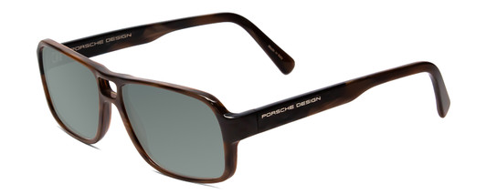 Profile View of Porsche Designs P8217-B Designer Polarized Sunglasses with Custom Cut Smoke Grey Lenses in Brown Carbon Fiber Unisex Square Full Rim Acetate 56 mm