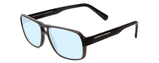 Profile View of Porsche Designs P8217-C Designer Progressive Lens Blue Light Blocking Eyeglasses in Light Grey Carbon Fiber Unisex Square Full Rim Acetate 56 mm