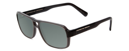 Profile View of Porsche Designs P8217-C Designer Polarized Sunglasses with Custom Cut Smoke Grey Lenses in Light Grey Carbon Fiber Unisex Square Full Rim Acetate 56 mm