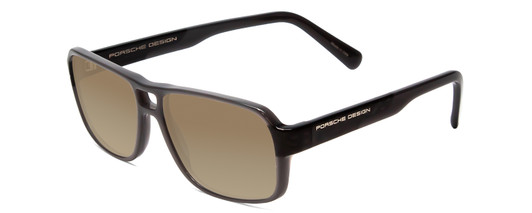 Profile View of Porsche Designs P8217-C Designer Polarized Sunglasses with Custom Cut Amber Brown Lenses in Light Grey Carbon Fiber Unisex Square Full Rim Acetate 56 mm