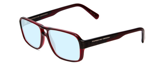 Profile View of Porsche Designs P8217-D Designer Progressive Lens Blue Light Blocking Eyeglasses in Crystal Dark Red Carbon Fiber Unisex Square Full Rim Acetate 56 mm