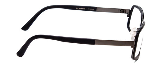 Side View of Porsche Designs P8220-D Designer Single Vision Prescription Rx Eyeglasses in Dark Grey Matte Blue Unisex Square Full Rim Titanium 56 mm