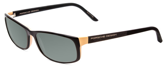 Profile View of Porsche Designs P8243-A Designer Polarized Sunglasses with Custom Cut Smoke Grey Lenses in Black Rose Pink/Matte Unisex Oval Full Rim Acetate 54 mm