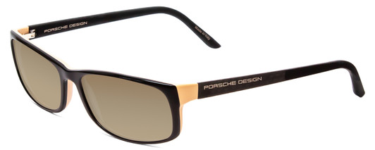 Profile View of Porsche Designs P8243-A Designer Polarized Sunglasses with Custom Cut Amber Brown Lenses in Black Rose Pink/Matte Unisex Oval Full Rim Acetate 54 mm
