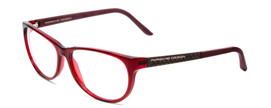 Profile View of Porsche Designs P8246-C Designer Blue Light Blocking Eyeglasses in Crystal Red Violet Unisex Oval Full Rim Acetate 56 mm