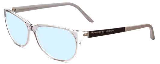 Profile View of Porsche Designs P8246-D Designer Blue Light Blocking Eyeglasses in Crystal Grey Unisex Oval Full Rim Acetate 56 mm