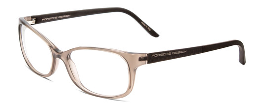 Profile View of Porsche Designs P8247-C Unisex Oval Reading Glasses in Crystal Grey Brown 55 mm