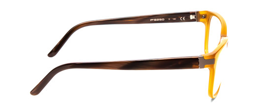 Side View of Porsche P8250-B Oval Designer Reading Glasses in Yellow Orange Brown Marble 55mm