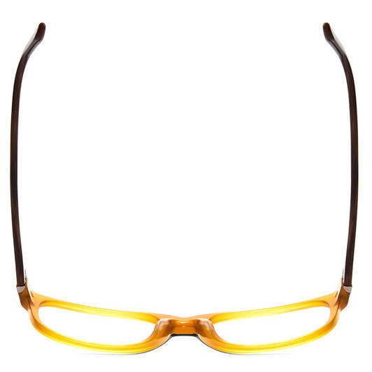 Top View of Porsche Designs P8250-B Designer Single Vision Prescription Rx Eyeglasses in Honey Yellow Orange Chocolate Brown Marble Unisex Oval Full Rim Acetate 55 mm