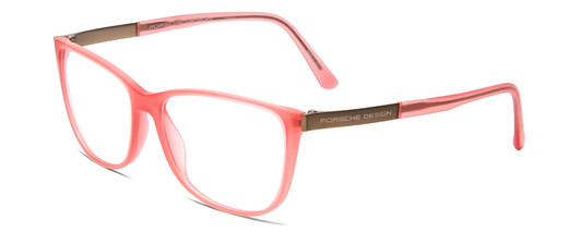 Profile View of Porsche Designs P8266-D Designer Progressive Lens Blue Light Blocking Eyeglasses in Crystal Rose Gold Pink Unisex Cateye Full Rim Acetate 54 mm