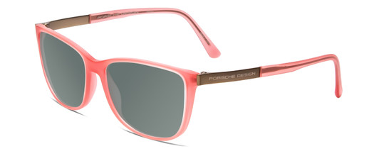 Profile View of Porsche Designs P8266-D Designer Polarized Sunglasses with Custom Cut Smoke Grey Lenses in Crystal Rose Gold Pink Unisex Cateye Full Rim Acetate 54 mm