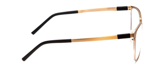 Side View of Porsche Designs P8275-B Unisex Square Reading Glasses in Satin Gold Black 55 mm