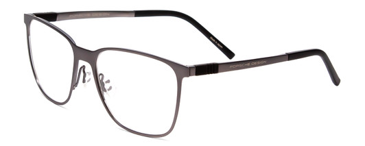 Profile View of Porsche Designs P8275-D Designer Reading Eye Glasses with Custom Cut Powered Lenses in Dark Gun Metal Silver Black Unisex Square Full Rim Metal 55 mm