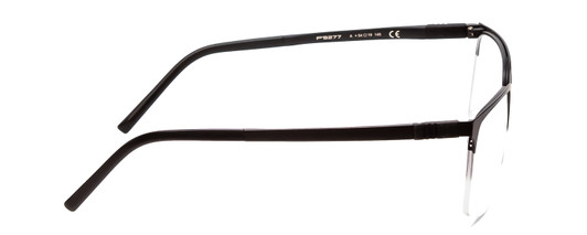Side View of Porsche Designs P8277-A Designer Reading Eye Glasses with Custom Cut Powered Lenses in Satin Black/Matte Unisex Square Semi-Rimless Metal 54 mm