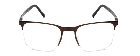 Front View of Porsche Designs P8277-D Designer Reading Eye Glasses with Custom Cut Powered Lenses in Satin Brown Black Unisex Square Semi-Rimless Metal 54 mm
