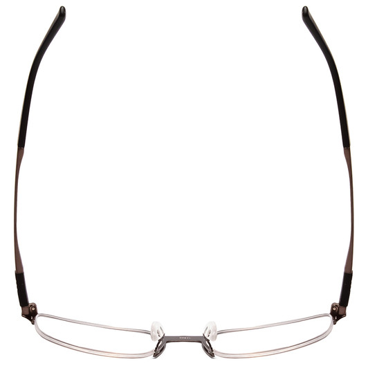 Top View of Porsche Designs P8277-D Designer Single Vision Prescription Rx Eyeglasses in Satin Brown Black Unisex Square Semi-Rimless Metal 54 mm