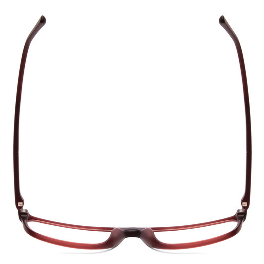 Top View of Porsche Designs P8278-D Designer Single Vision Prescription Rx Eyeglasses in Crystal Red Matte Brown Unisex Square Full Rim Acetate 56 mm