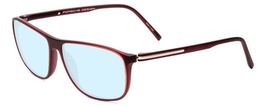 Profile View of Porsche Designs P8278-D Designer Blue Light Blocking Eyeglasses in Crystal Red Matte Brown Unisex Square Full Rim Acetate 56 mm