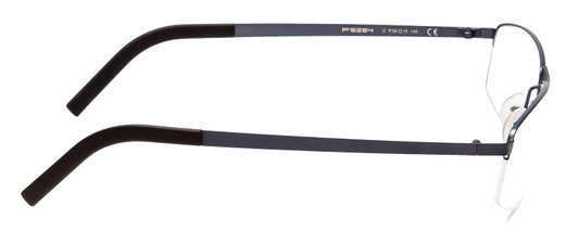 Side View of Porsche P8284C Semi-Rimless Designer Reading Glasses Satin Steel Blue Black 59mm