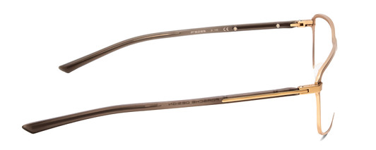 Side View of Porsche Designs P8285-B Designer Reading Eye Glasses with Custom Cut Powered Lenses in Satin Gold Black Unisex Square Full Rim Titanium 56 mm
