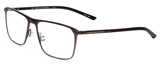 Profile View of Porsche Designs P8286-C Designer Blue Light Blocking Eyeglasses in Dark Gun Metal Silver Black Unisex Square Full Rim Titanium 56 mm