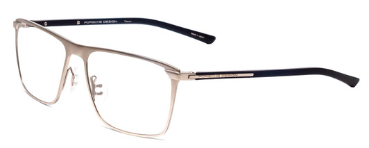 Profile View of Porsche Designs P8286-D Designer Blue Light Blocking Eyeglasses in Palladium Silver Black Unisex Square Full Rim Titanium 56 mm