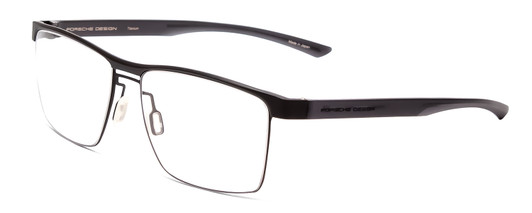 Profile View of Porsche Designs P8289-A Designer Blue Light Blocking Eyeglasses in Satin Black/Matte Unisex Square Full Rim Titanium 57 mm